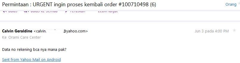 Hati-hati membeli barang promo di ORAMI.CO.ID ( BILNA)