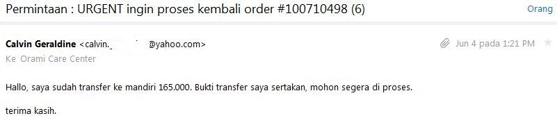 Hati-hati membeli barang promo di ORAMI.CO.ID ( BILNA)