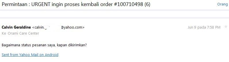 Hati-hati membeli barang promo di ORAMI.CO.ID ( BILNA)