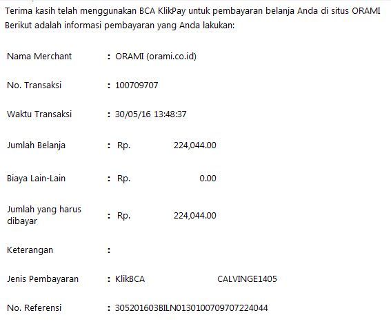 Hati-hati membeli barang promo di ORAMI.CO.ID ( BILNA)