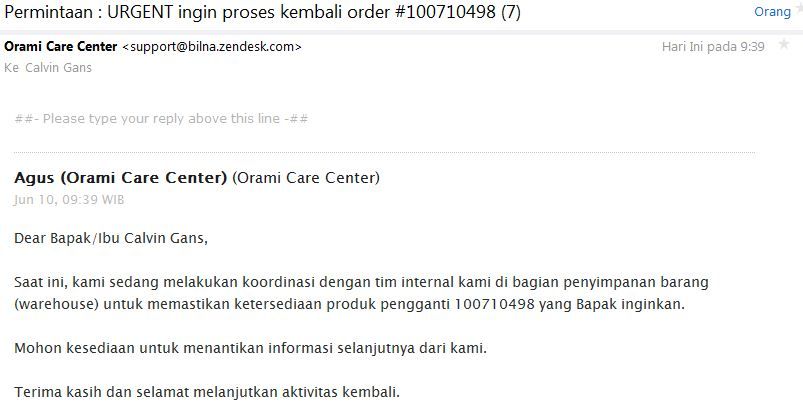 Hati-hati membeli barang promo di ORAMI.CO.ID ( BILNA)