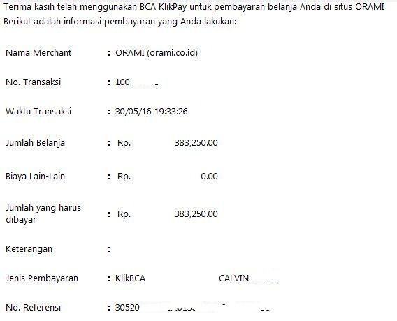 Hati-hati membeli barang promo di ORAMI.CO.ID ( BILNA)