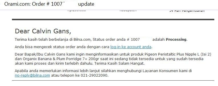 Hati-hati membeli barang promo di ORAMI.CO.ID ( BILNA)