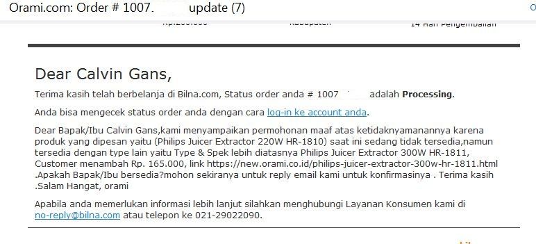 Hati-hati membeli barang promo di ORAMI.CO.ID ( BILNA)