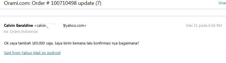 Hati-hati membeli barang promo di ORAMI.CO.ID ( BILNA)