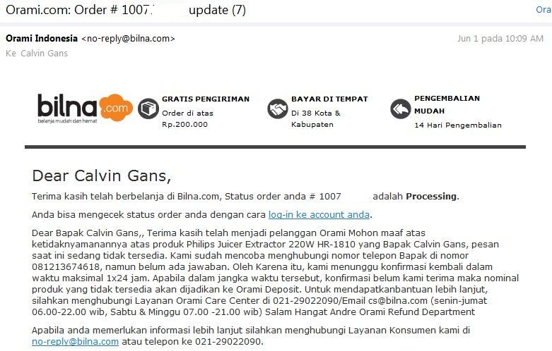 Hati-hati membeli barang promo di ORAMI.CO.ID ( BILNA)